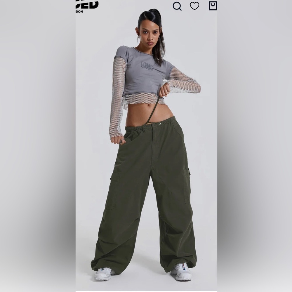 NWT Jaded London Camo Green Parachute Cargo Pants